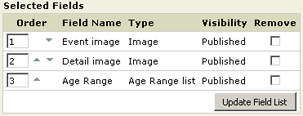 Fields in an event type